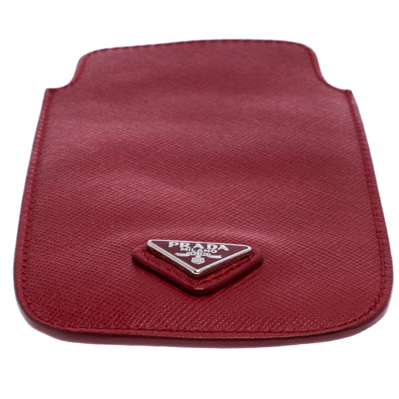 Prada Red Saffiano Leather iPhone Case 1