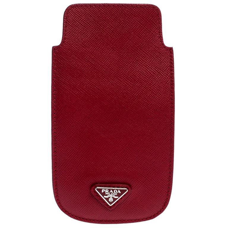 Prada Red Saffiano Leather iPhone Case