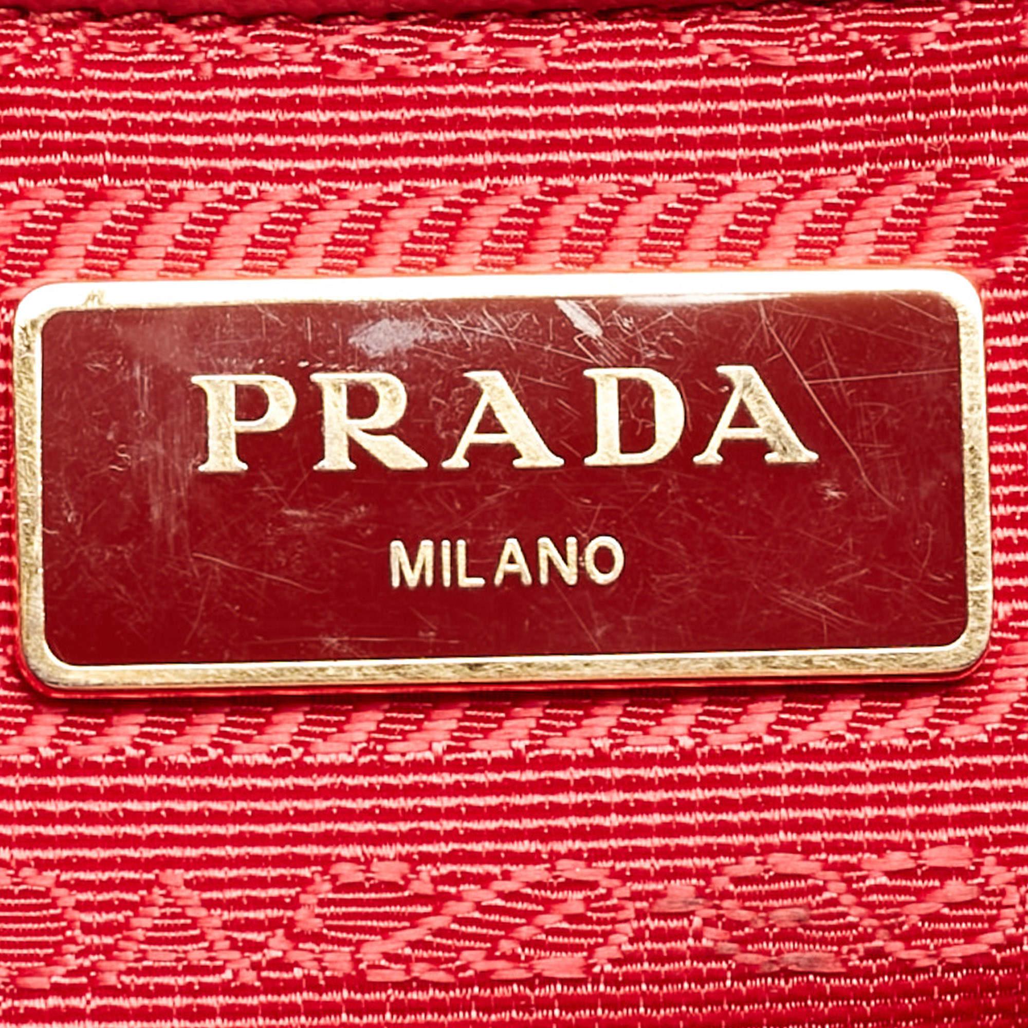 Prada Red Saffiano Leather Large Double Zip Tote For Sale 2