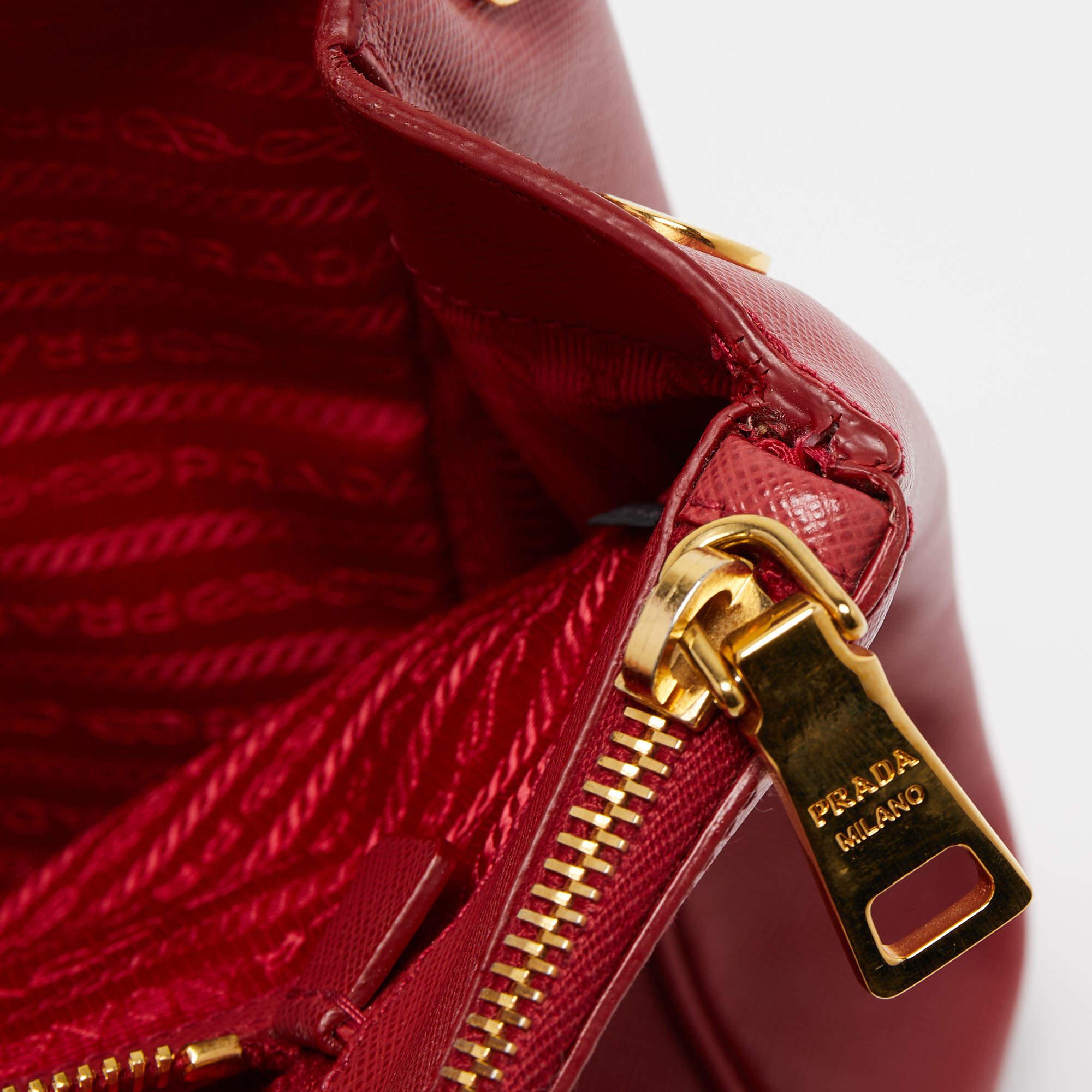 Prada Red Saffiano Leather Large Galleria Tote Bag 10