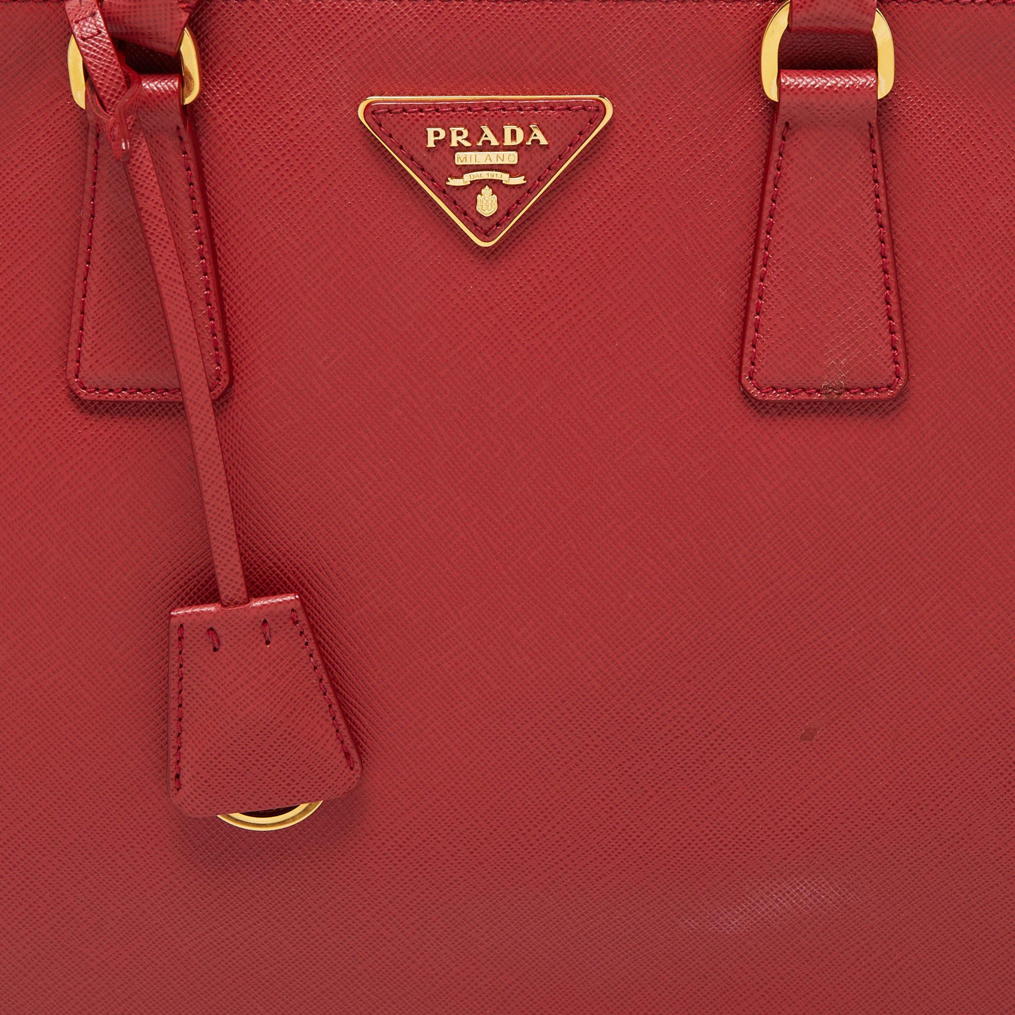 Prada Red Saffiano Leather Large Galleria Tote Bag 3
