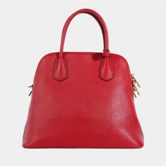 Prada Red Saffiano Leather Medium Dome Satchel Bag