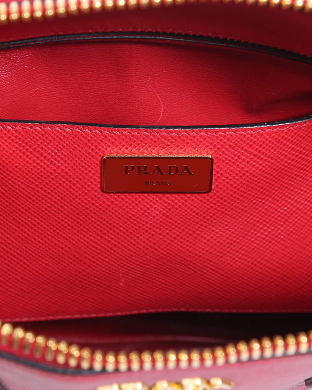 Prada Red Saffiano Leather Medium Dome Satchel Bag For Sale 1