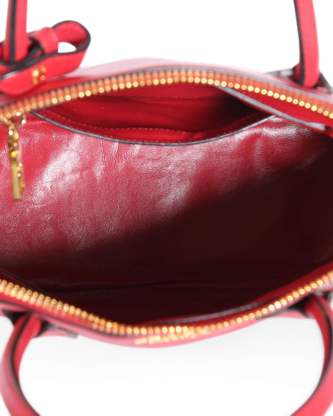 Prada Red Saffiano Leather Medium Dome Satchel Bag For Sale 2
