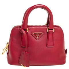 Prada Red Saffiano Leather Mini Promenade Crossbody Bag