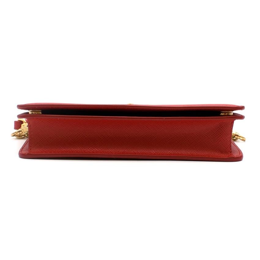 Prada Red  Saffiano Leather Mini Shoulder Bag  In Excellent Condition In London, GB