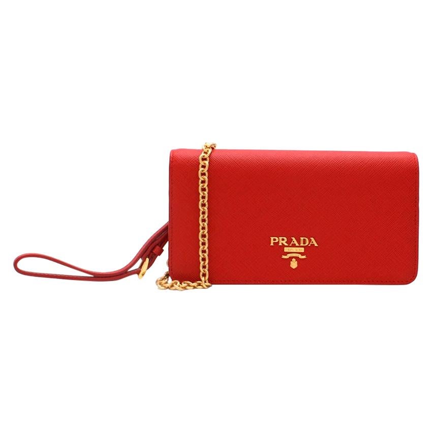 Prada Red  Saffiano Leather Mini Shoulder Bag 