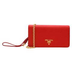 Prada Red  Saffiano Leather Mini Shoulder Bag 