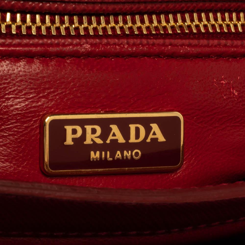 Prada Red Saffiano Leather Mini Sound Top Handle Bag 3