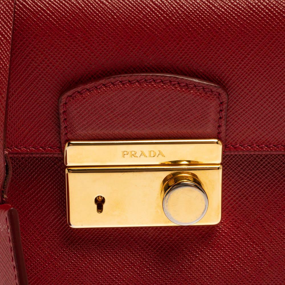 Prada Red Saffiano Leather Mini Sound Top Handle Bag 1