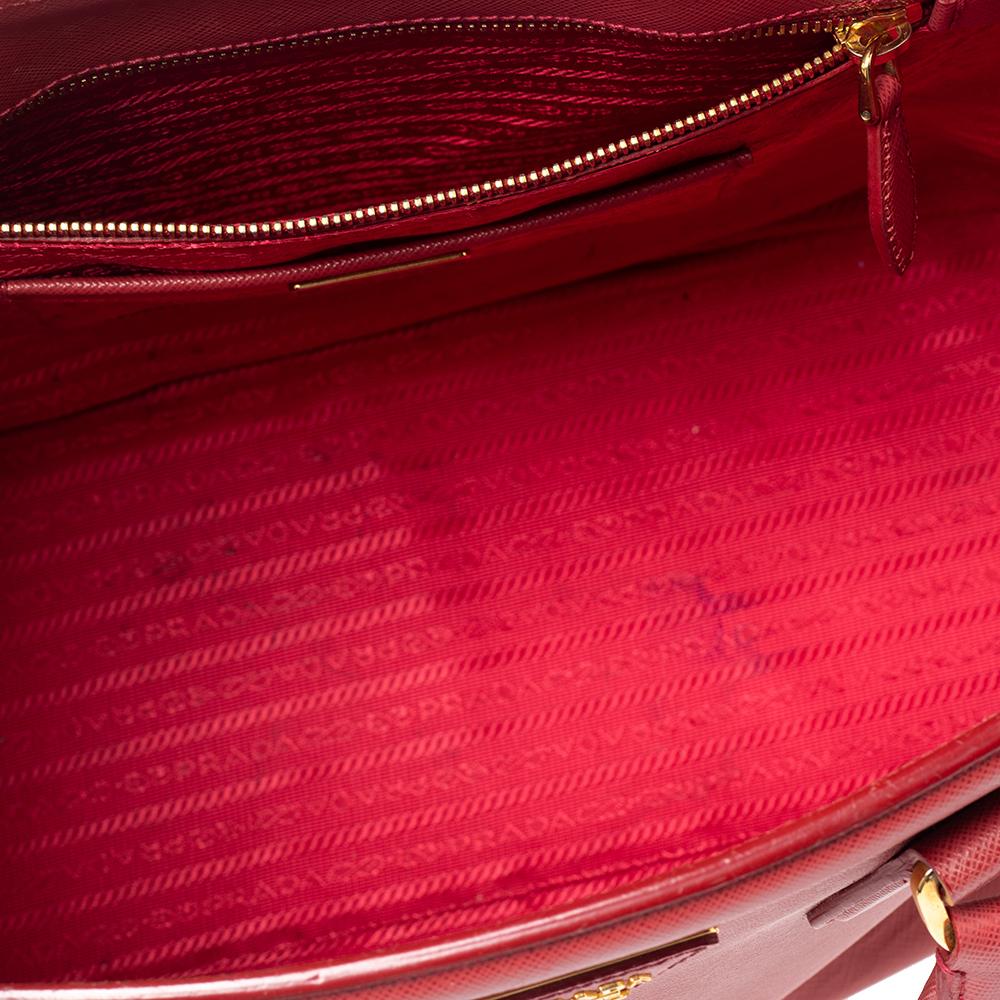 Prada Red Saffiano Leather Parabole Tote 6