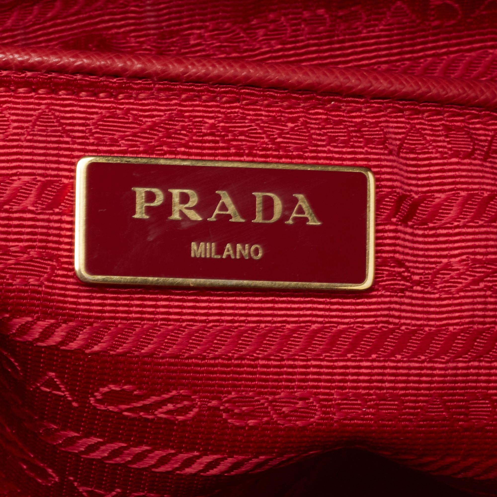 Prada Red Saffiano Leather Parabole Tote 6