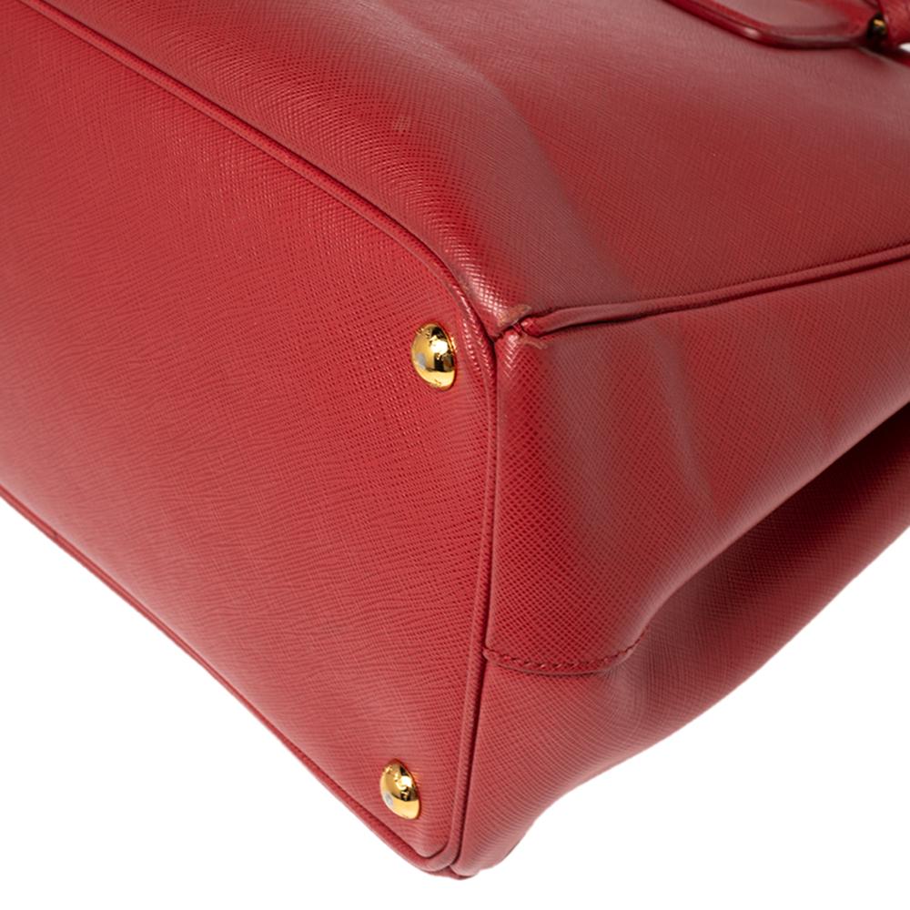 Prada Red Saffiano Leather Parabole Tote 3