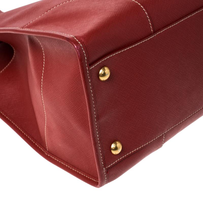 Prada Red Saffiano Leather Satchel 3