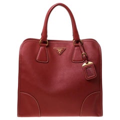 Prada Red Saffiano Leather Satchel