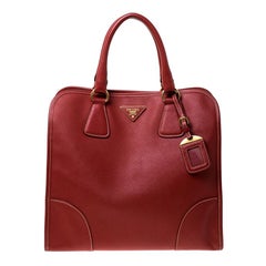 Prada Red Saffiano Leather Satchel