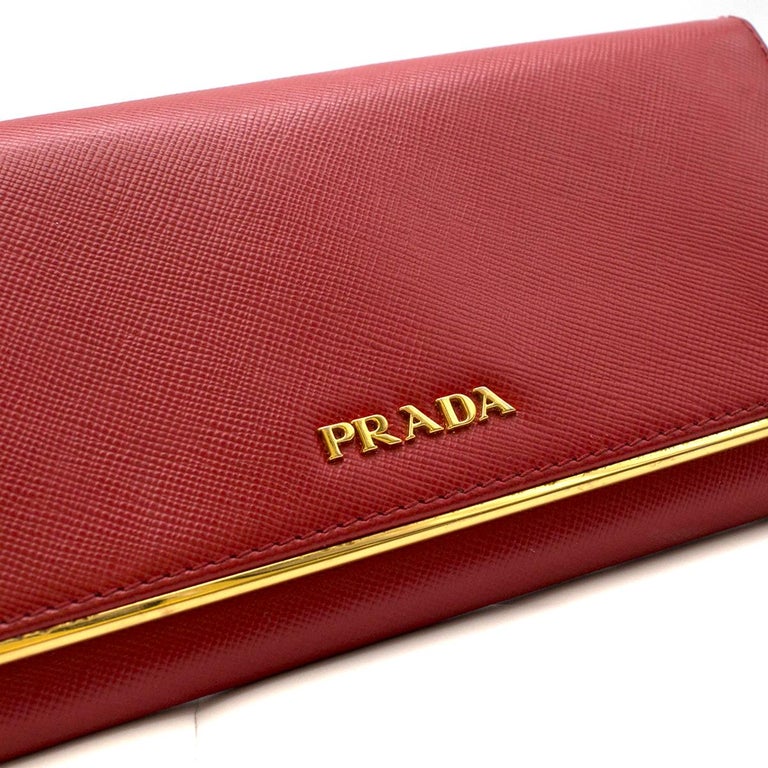 Prada Red Saffiano Leather Wallet at 1stdibs