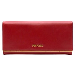 Prada Red Saffiano Leather Wallet