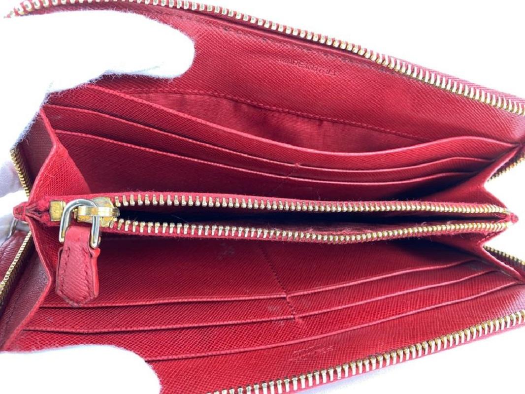 Prada Red Saffiano Leather Zip Around Wallet Continental Zippy 6PR128 4