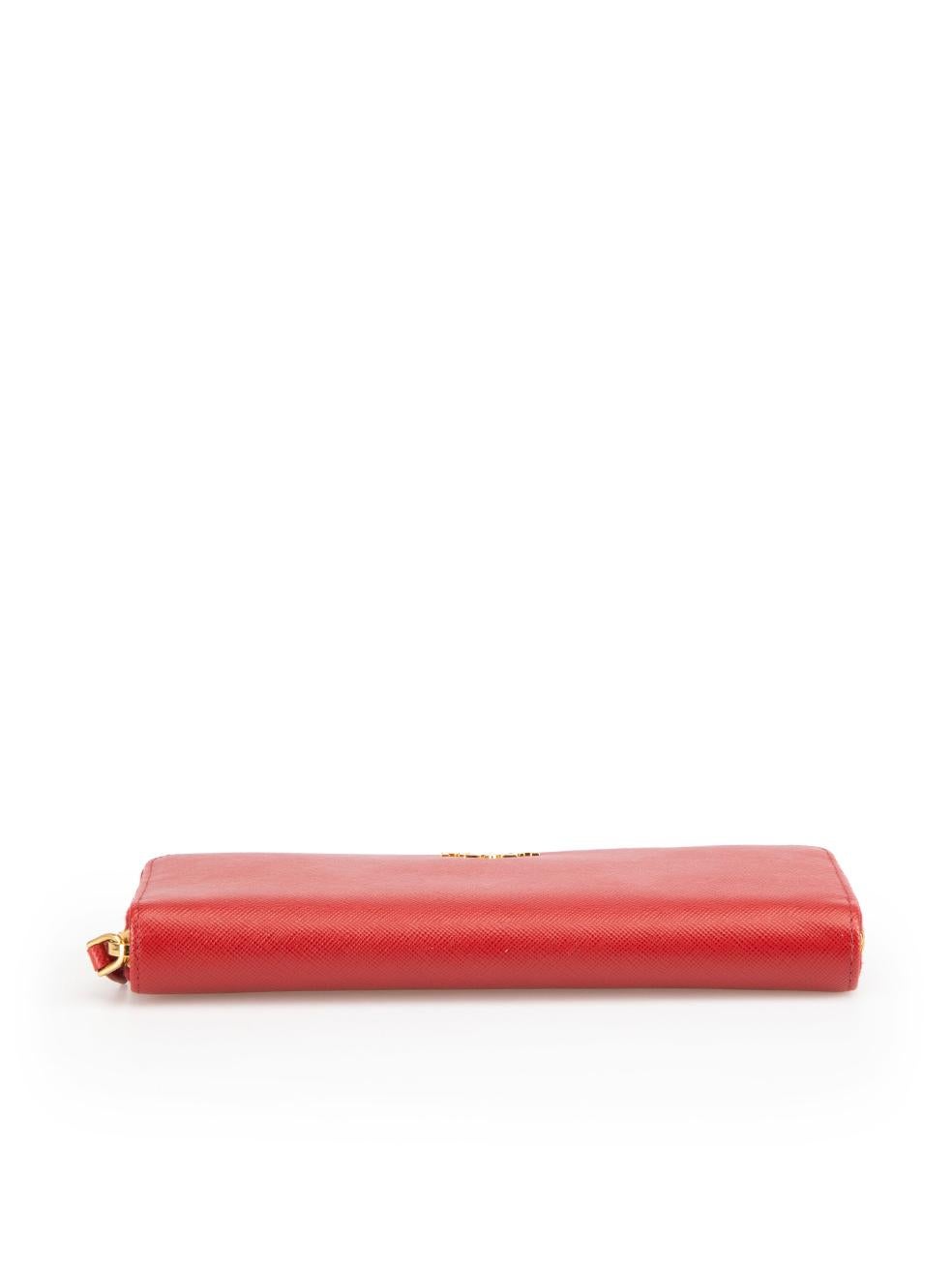 Women's Prada Red Saffiano Leather Zip Around Wallet