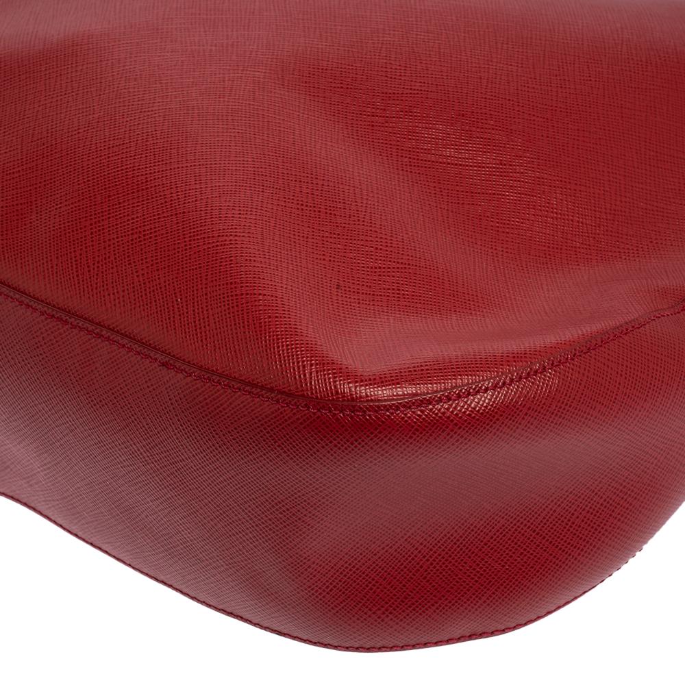  Prada Red Saffiano Leather Zip Hobo 2