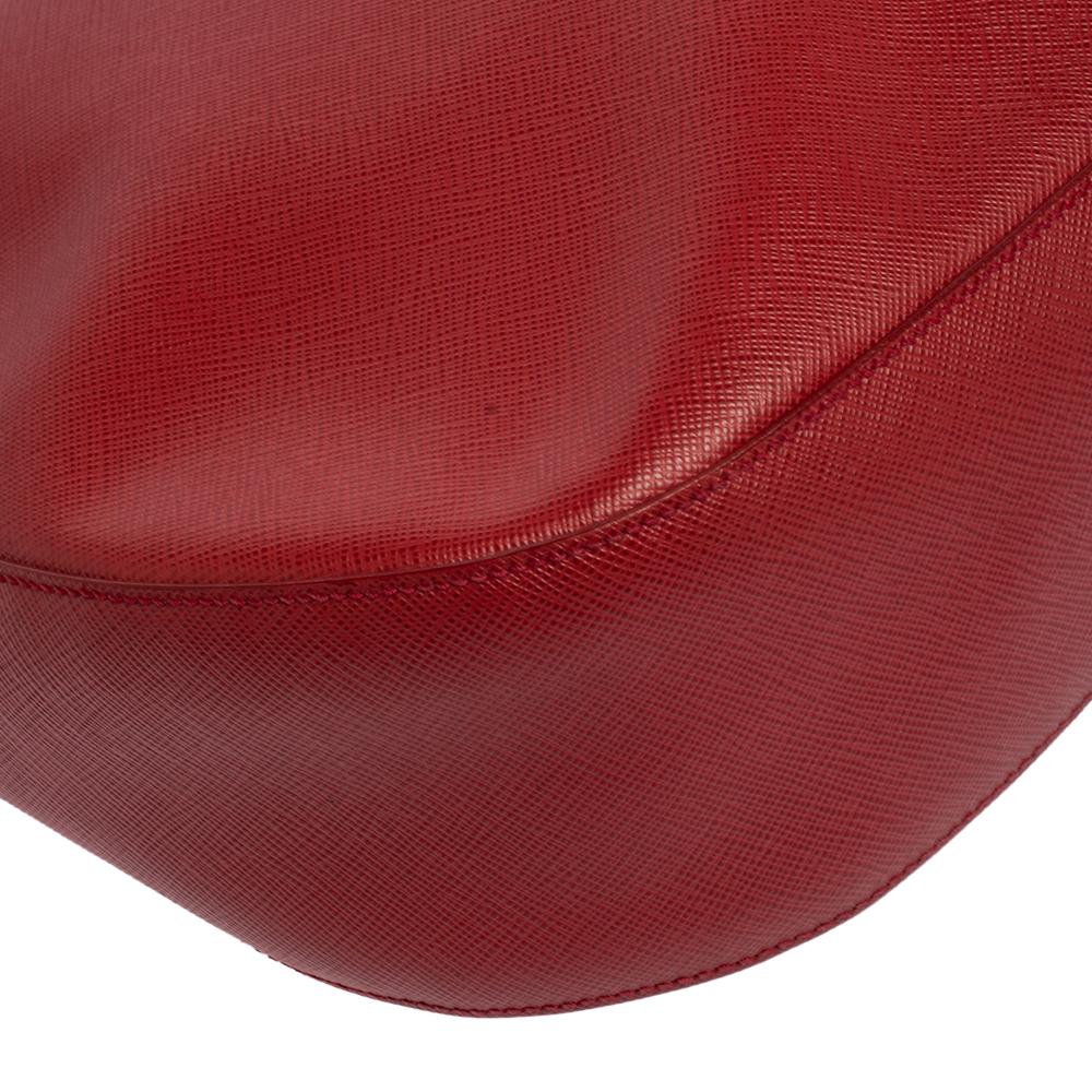 Prada Red Saffiano Leather Zip Hobo 2