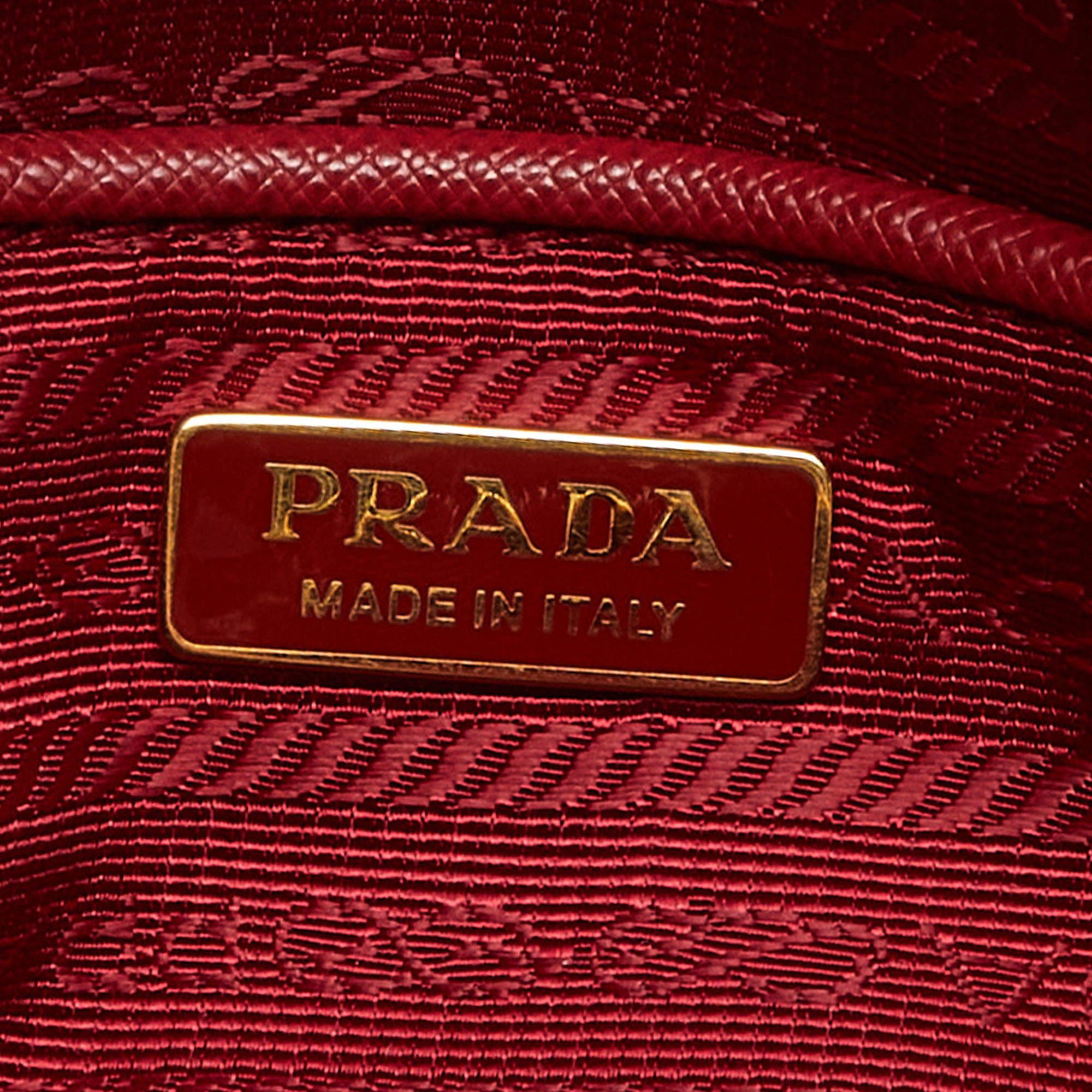 Prada Red Saffiano Lux Leather Convertible Chain Belt Bag 4