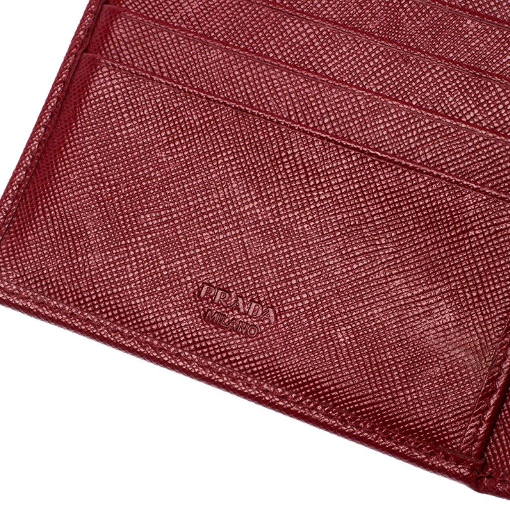 Prada Red Saffiano Lux Leather Flap Continental Wallet 1