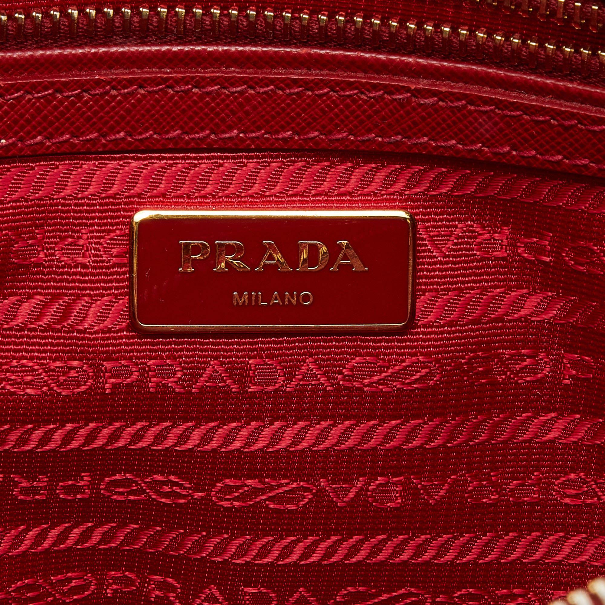 Prada Red Saffiano Lux Leather Galleria Double Zip Tote 6