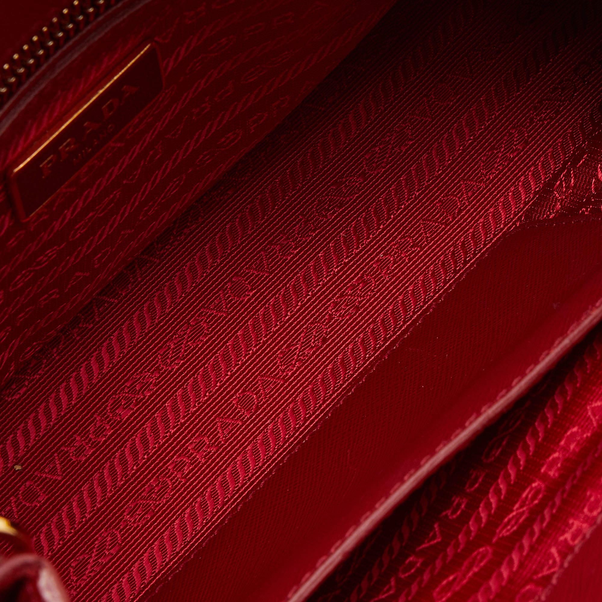 Prada Red Saffiano Lux Leather Galleria Double Zip Tote 7