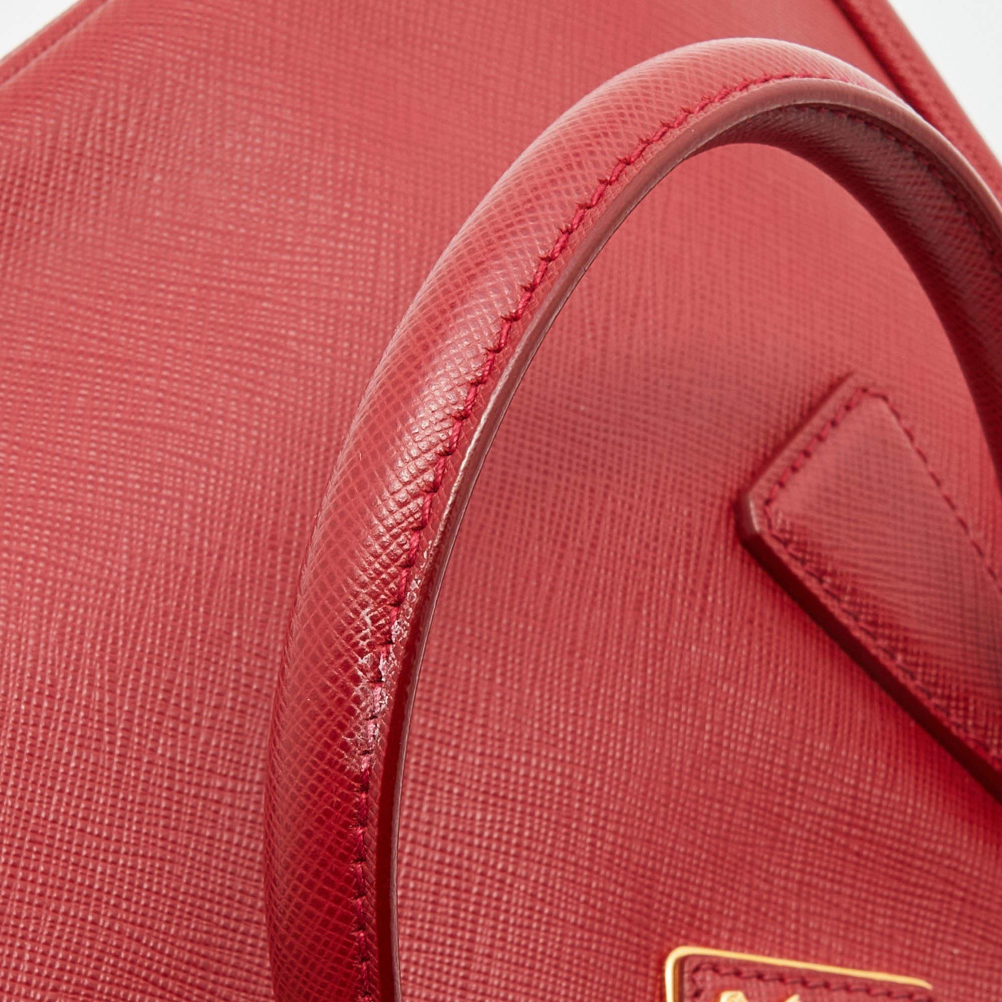 Prada Red Saffiano Lux Leather Galleria Double Zip Tote 8