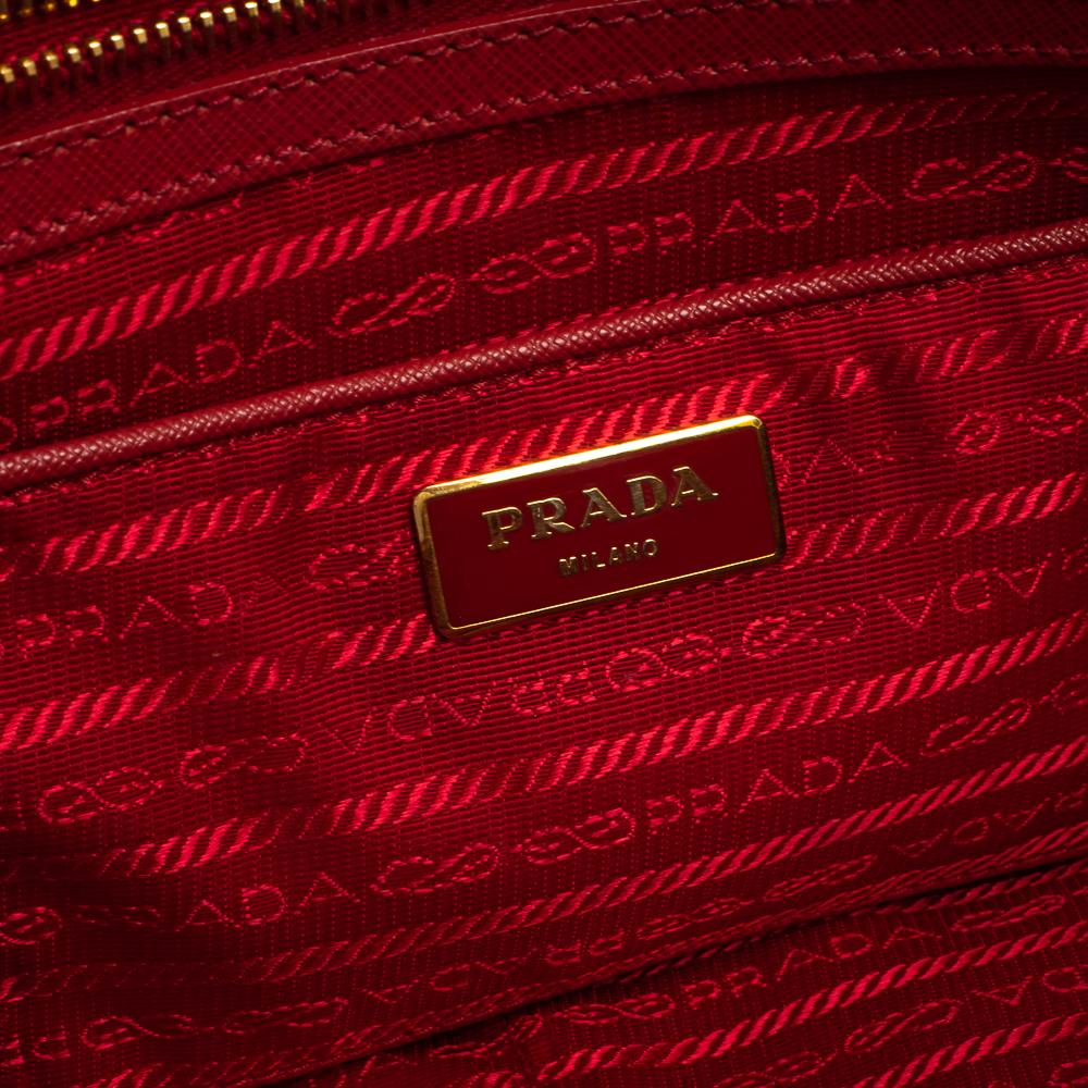 Prada Red Saffiano Lux Leather Large Double Zip Tote 4