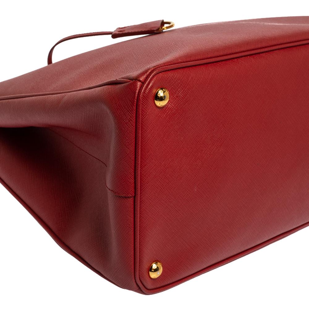 Prada Red Saffiano Lux Leather Large Gardener's Tote 7