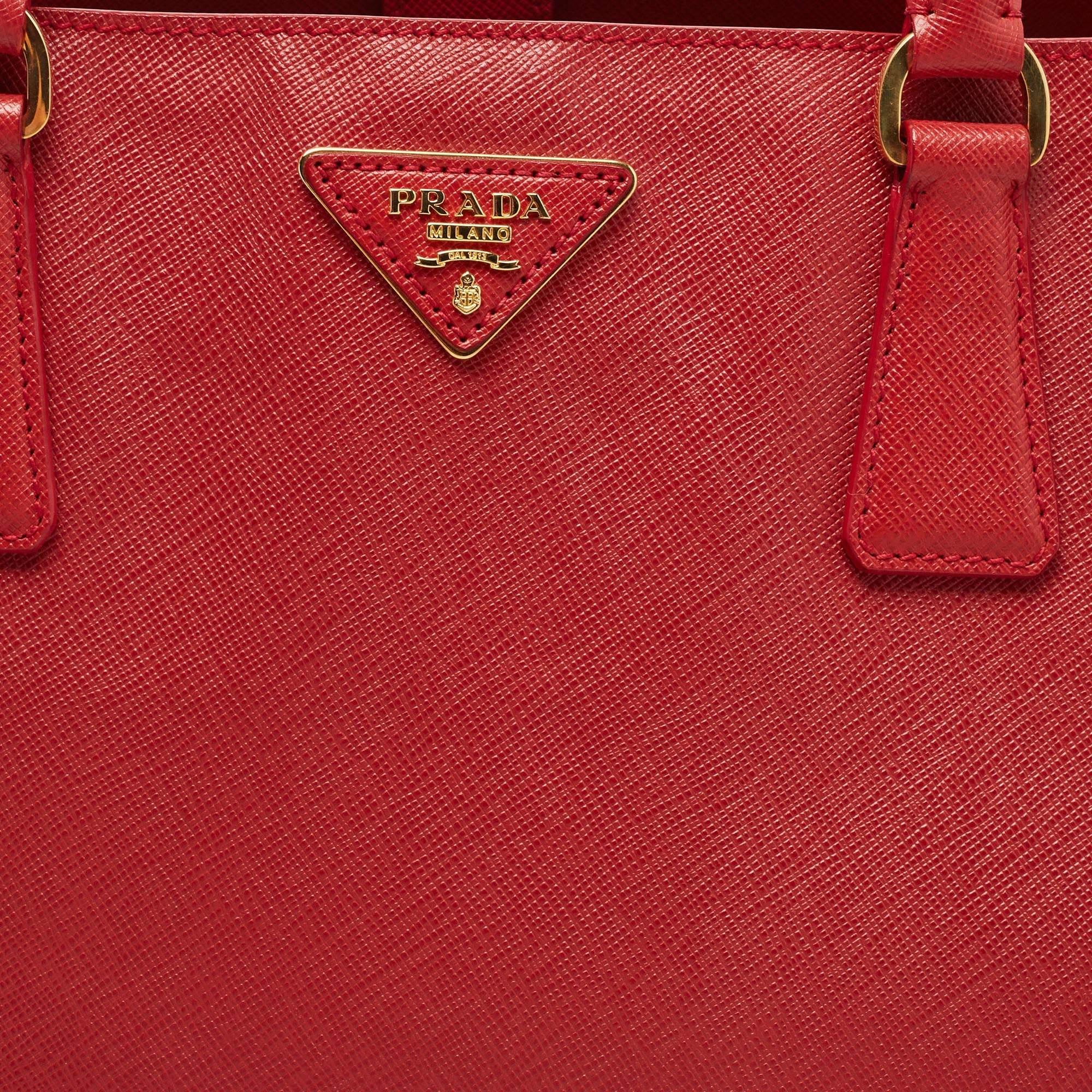Prada Red Saffiano Lux Leather Large Gardener's Tote 10