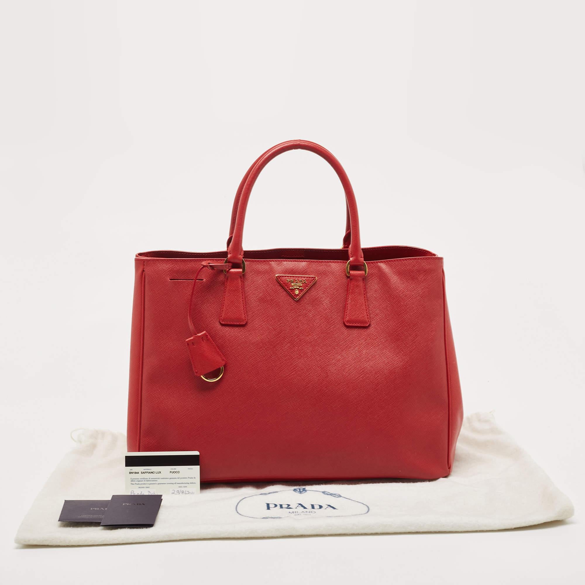 Prada Red Saffiano Lux Leather Large Gardener's Tote 11