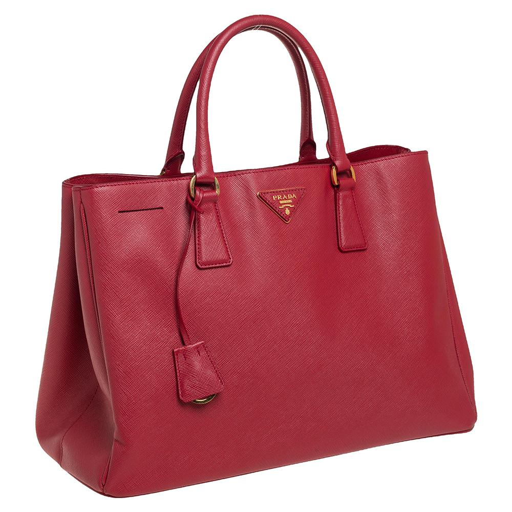 Women's Prada Red Saffiano Lux Leather Large Gardener's Tote