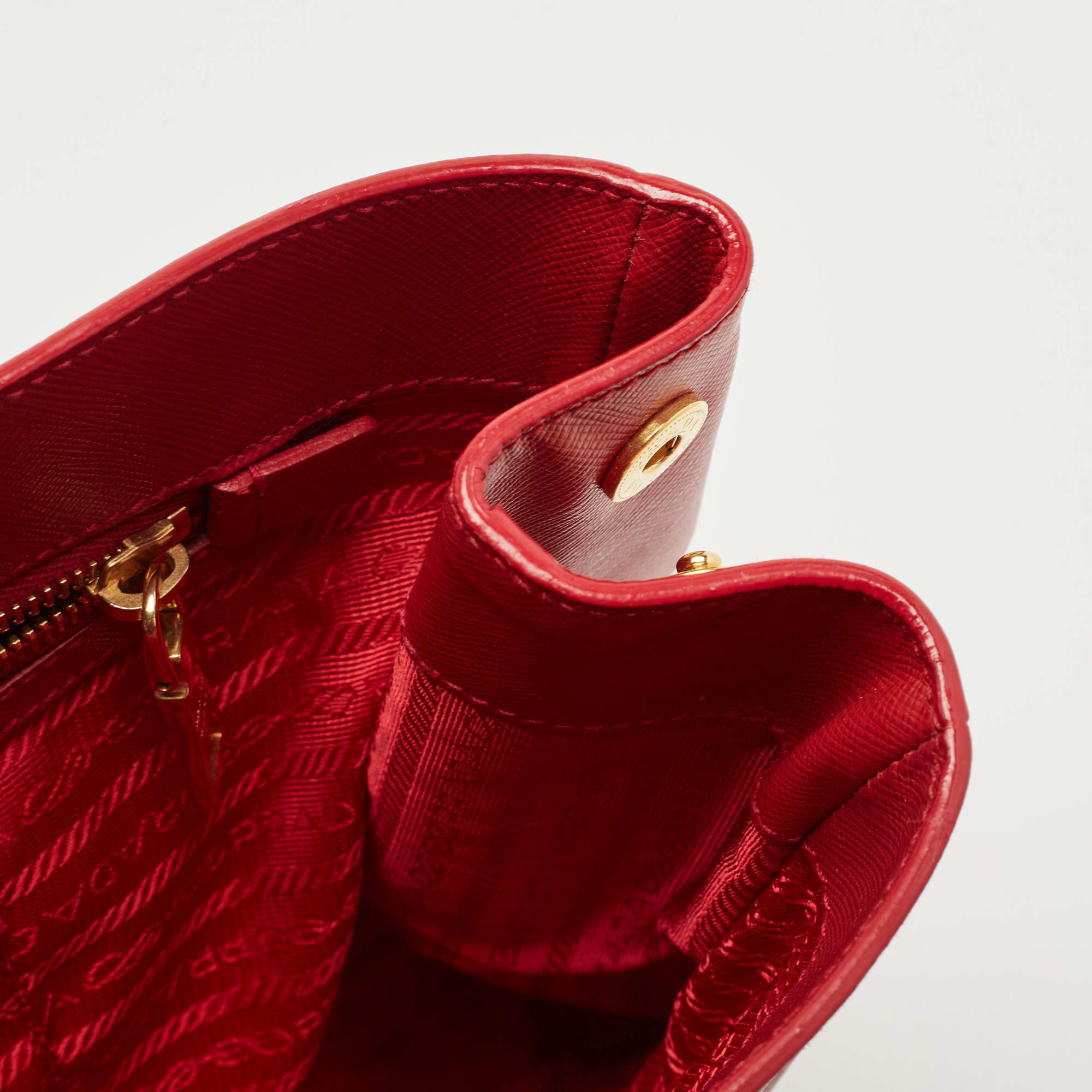 Prada Red Saffiano Lux Leather Large Gardener's Tote 2