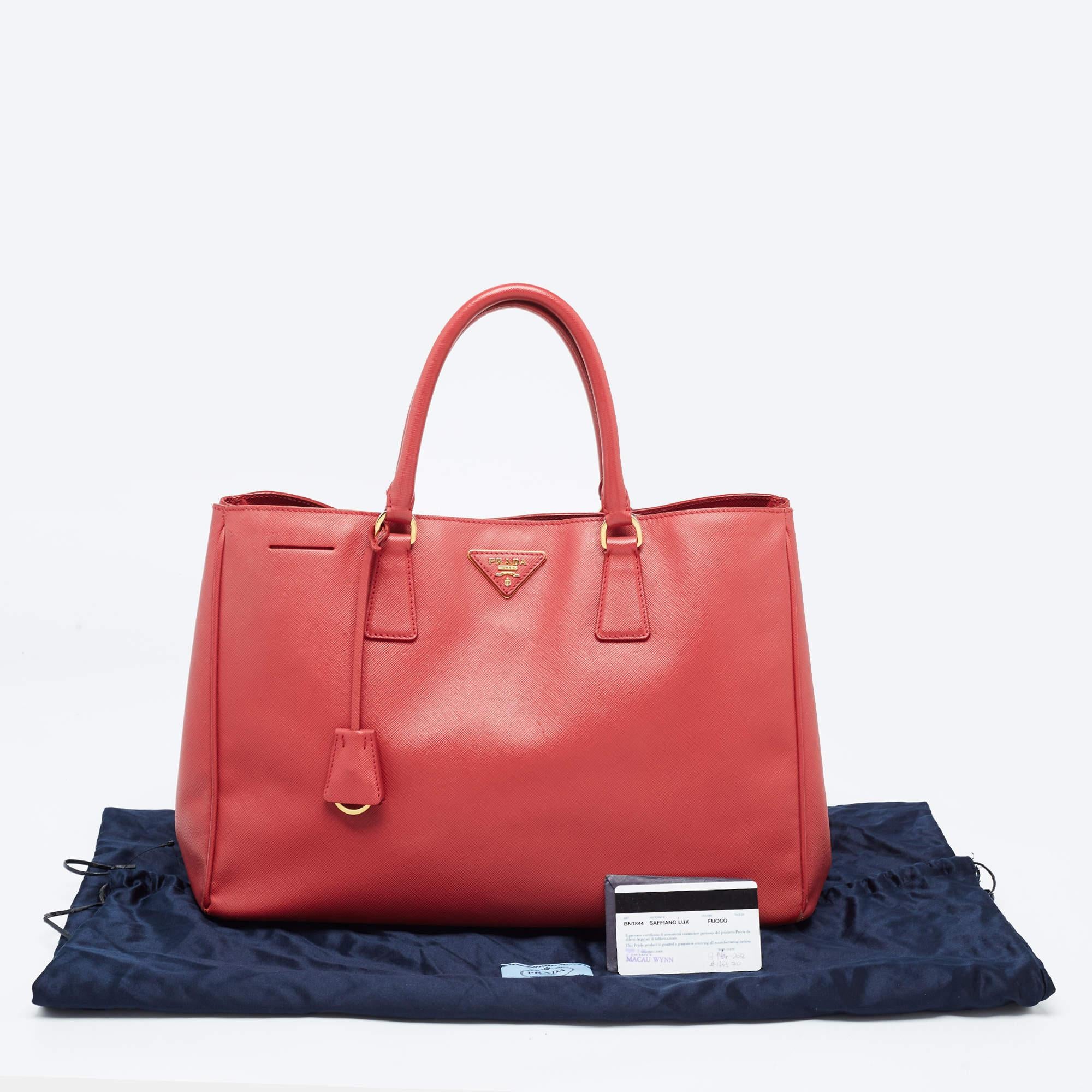 Prada Red Saffiano Lux Leather Large Gardener's Tote 2