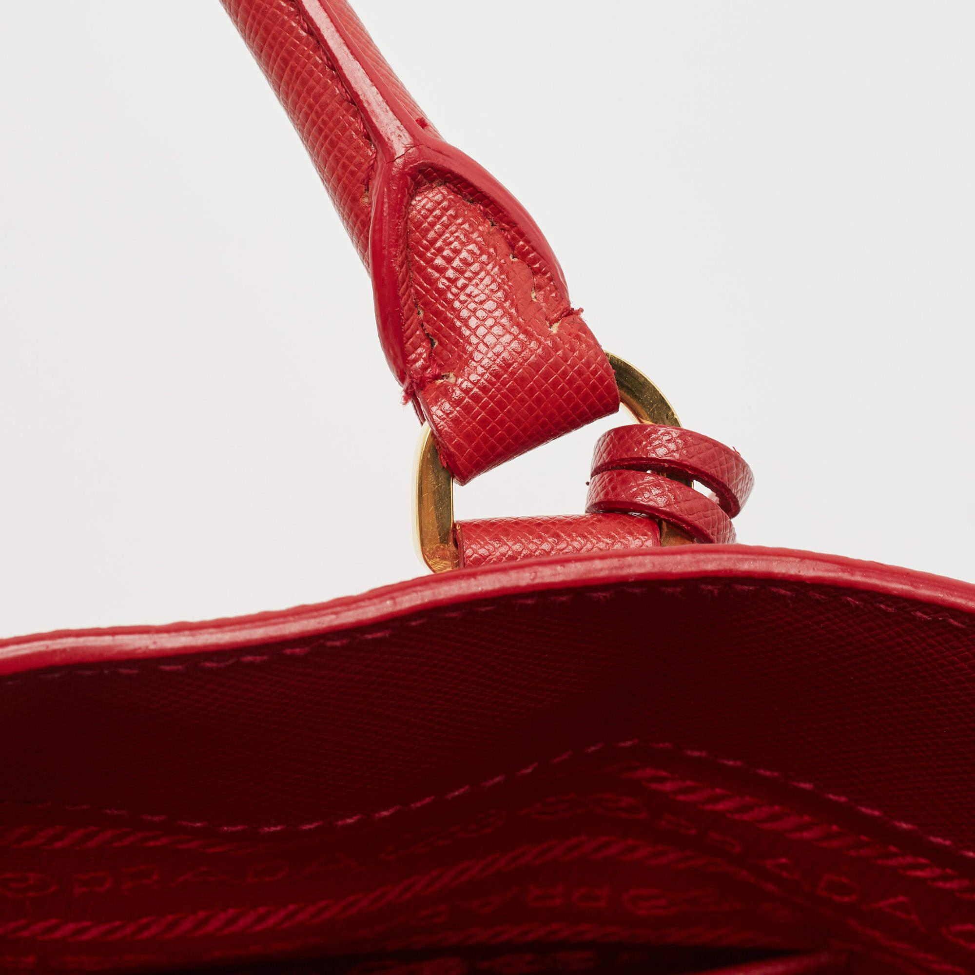 Prada Red Saffiano Lux Leather Large Gardener's Tote 4