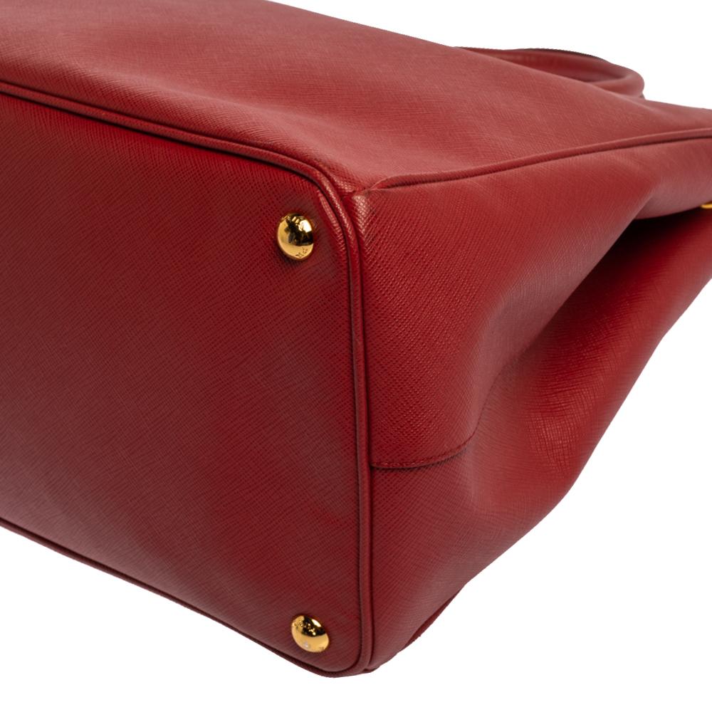 Prada Red Saffiano Lux Leather Large Gardener's Tote 2