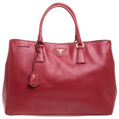 Prada Red Saffiano Lux Leather Large Gardener's Tote