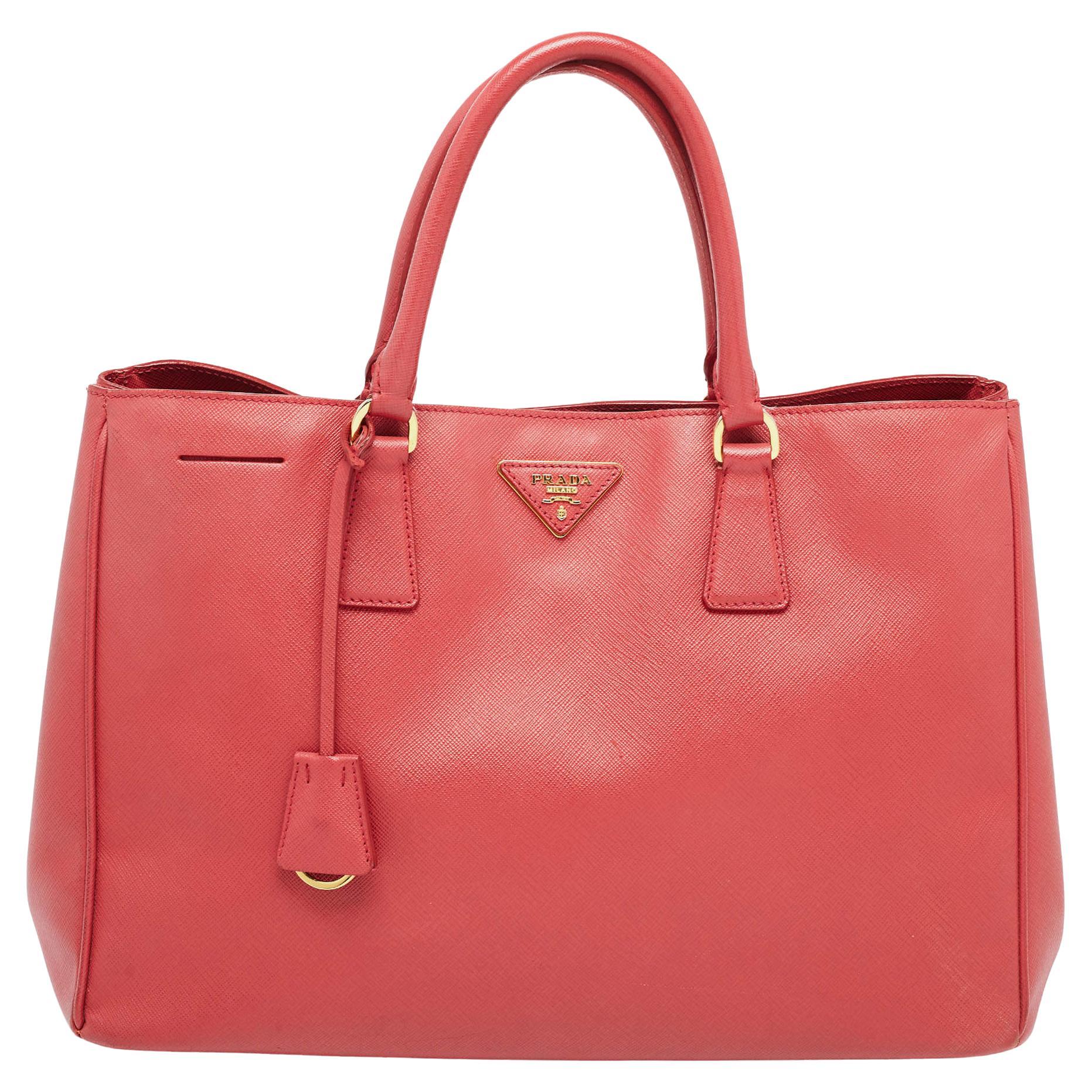 Prada Red Saffiano Lux Leather Large Gardener's Tote For Sale