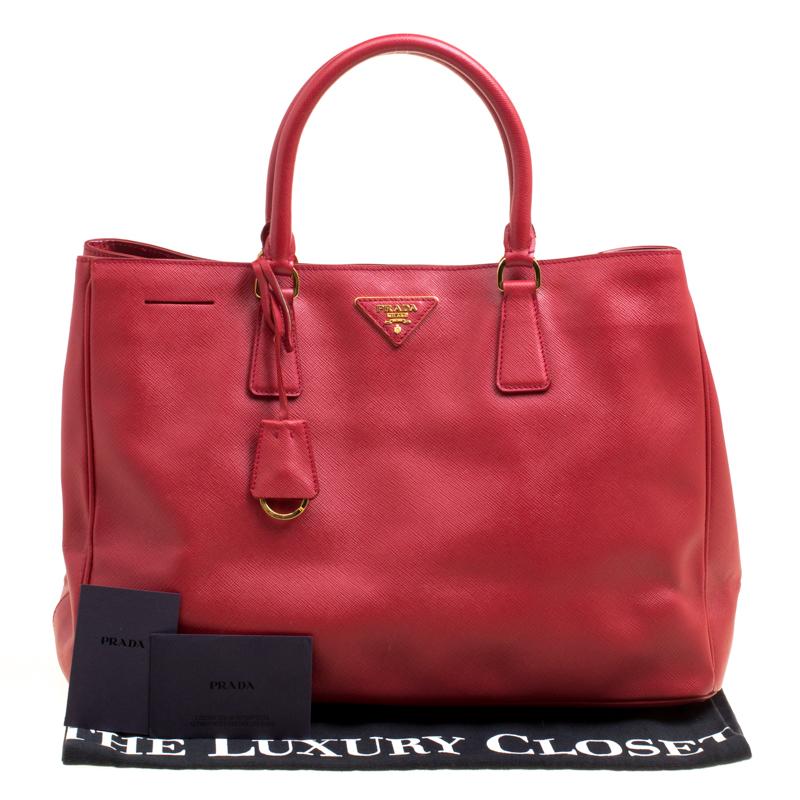 Prada Red Saffiano Lux Leather Large Tote 7