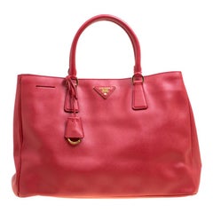 Prada Red Saffiano Lux Leather Large Tote