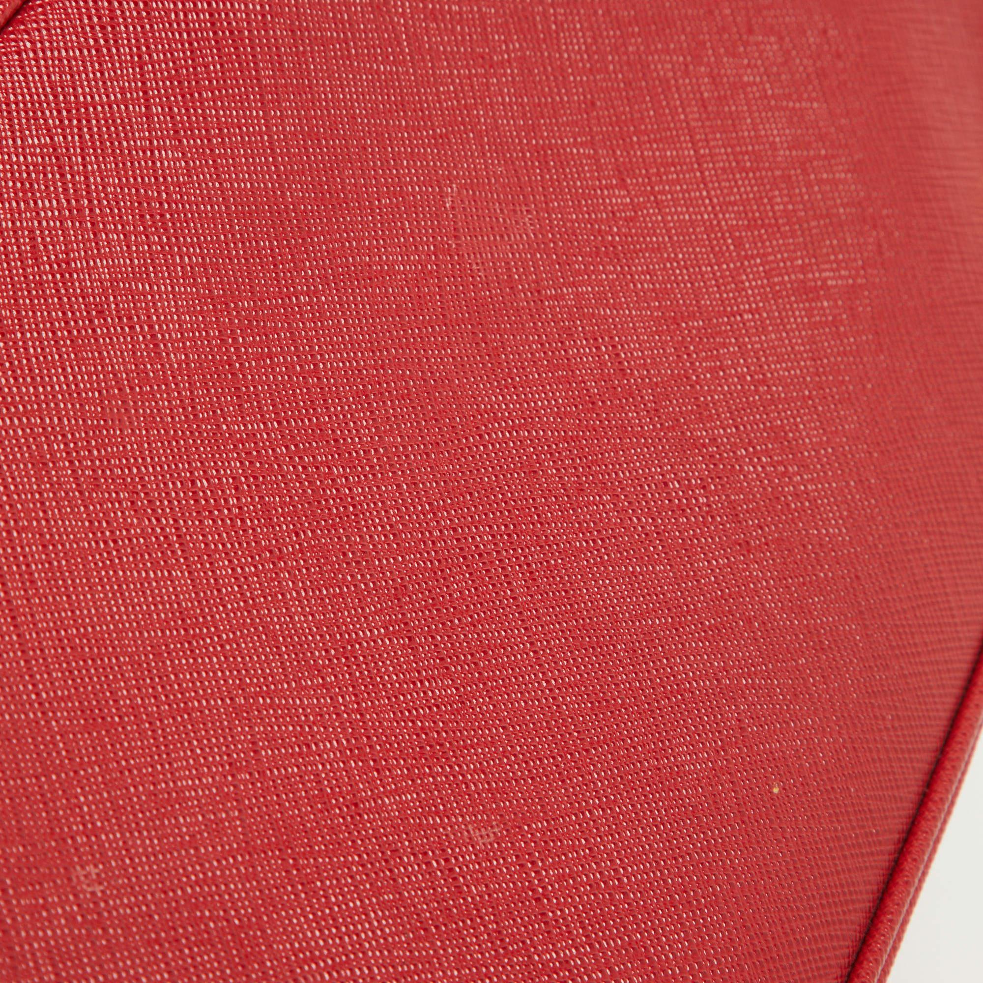 Prada Red Saffiano Lux Leather Medium Double Zip Tote 8