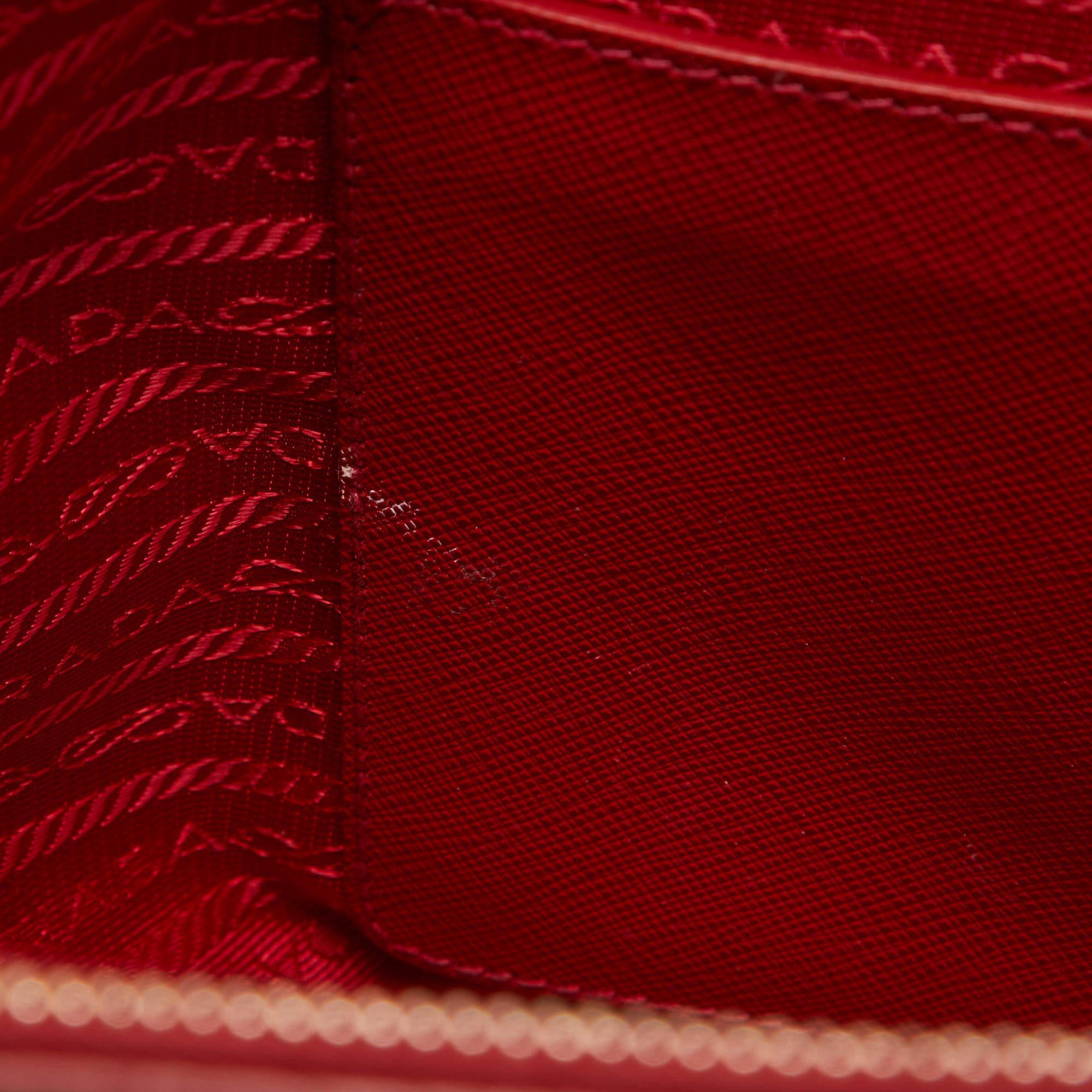 Prada Red Saffiano Lux Leather Medium Double Zip Tote 3