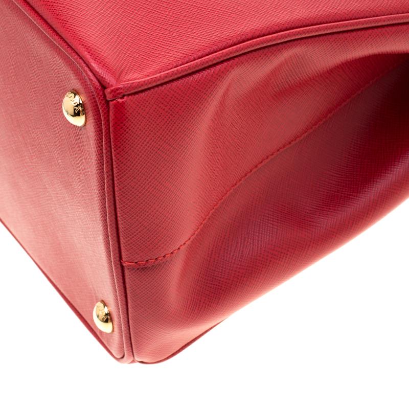 Prada Red Saffiano Lux Leather Medium Double Zip Tote 5
