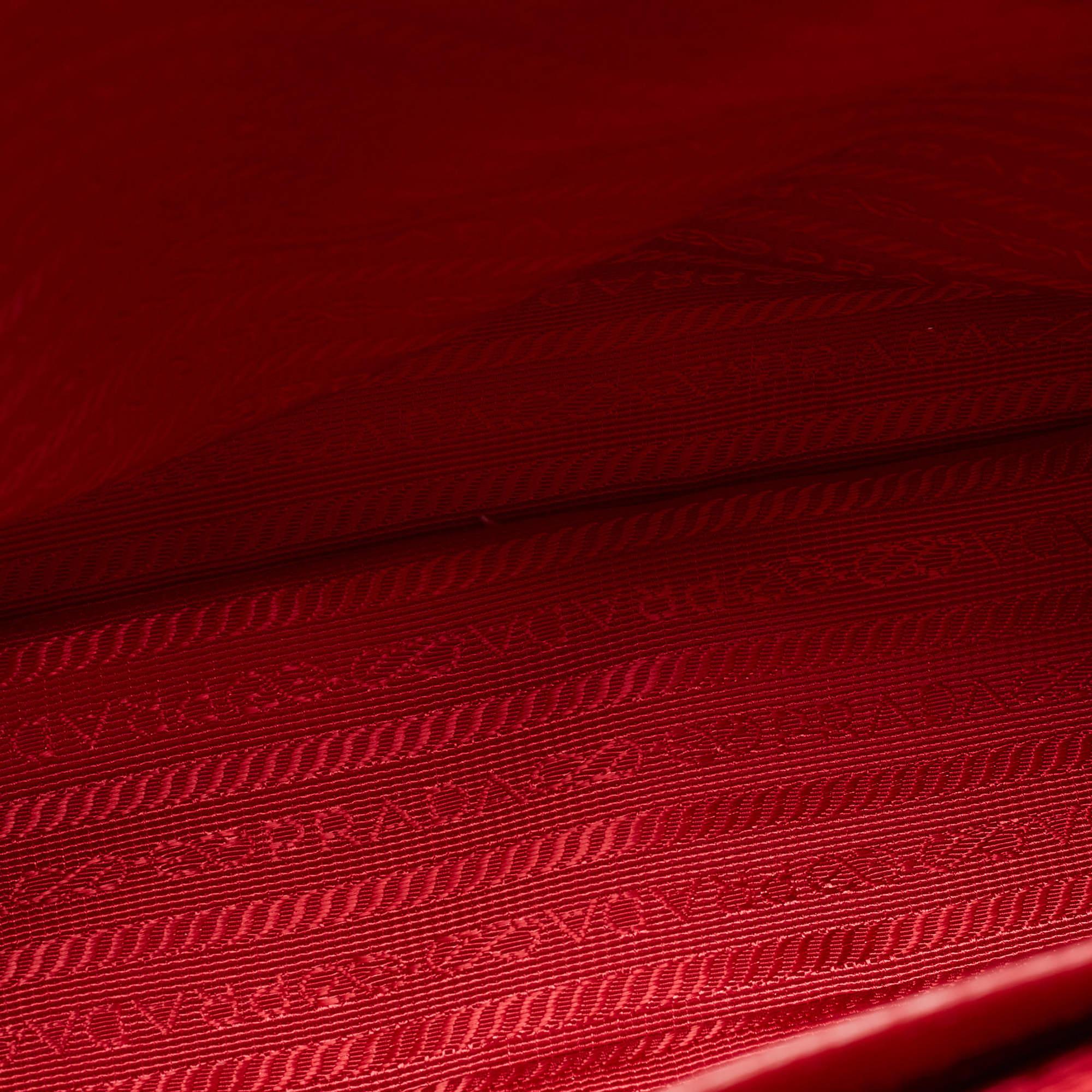Prada Red Saffiano Lux Leather Medium Middle Zip Tote 6
