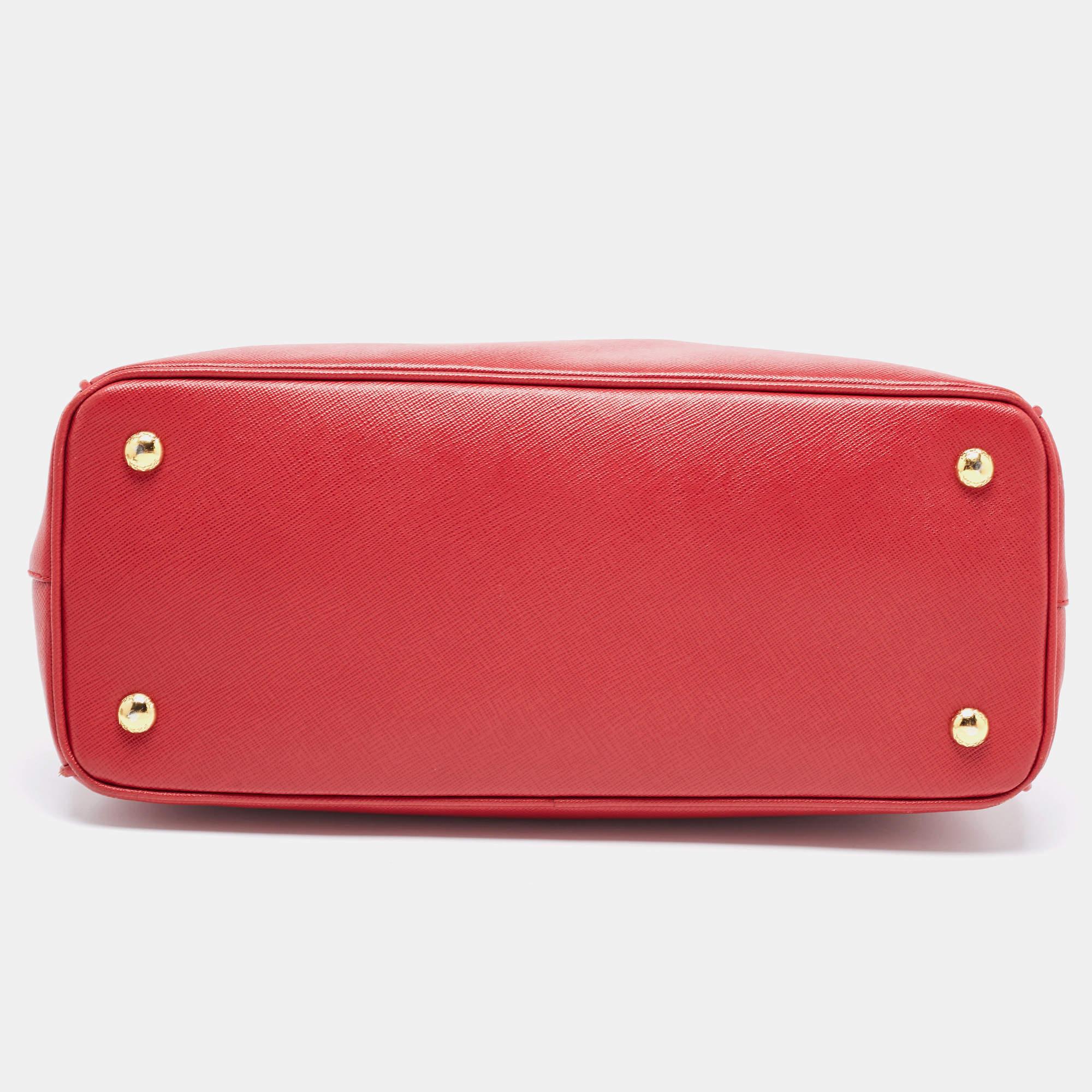 Prada Red Saffiano Lux Leather Medium Middle Zip Tote 1