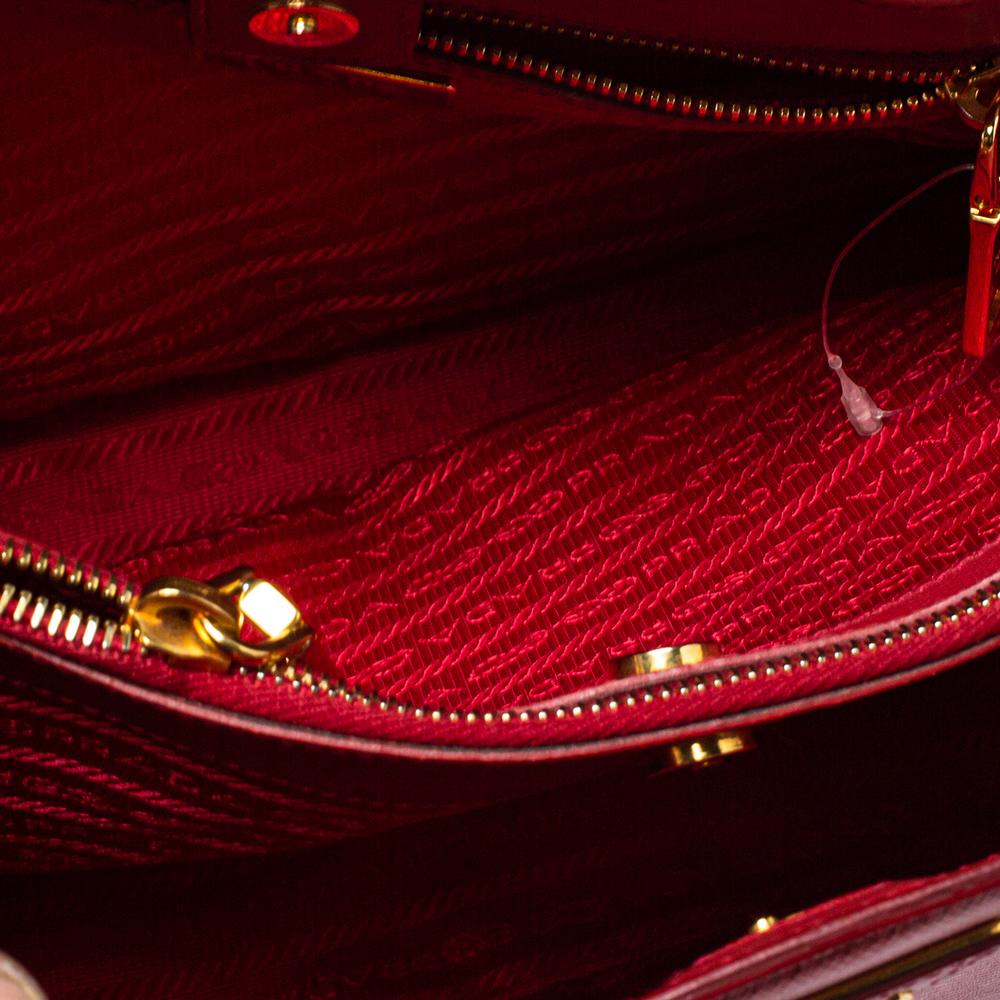 Prada Red Saffiano Lux Leather Medium Middle Zip Tote 5
